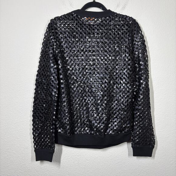 Tory Burch Small Black Lansing Sequin Open Knit Sweater Long Sleeve NWT - Picture 9 of 9